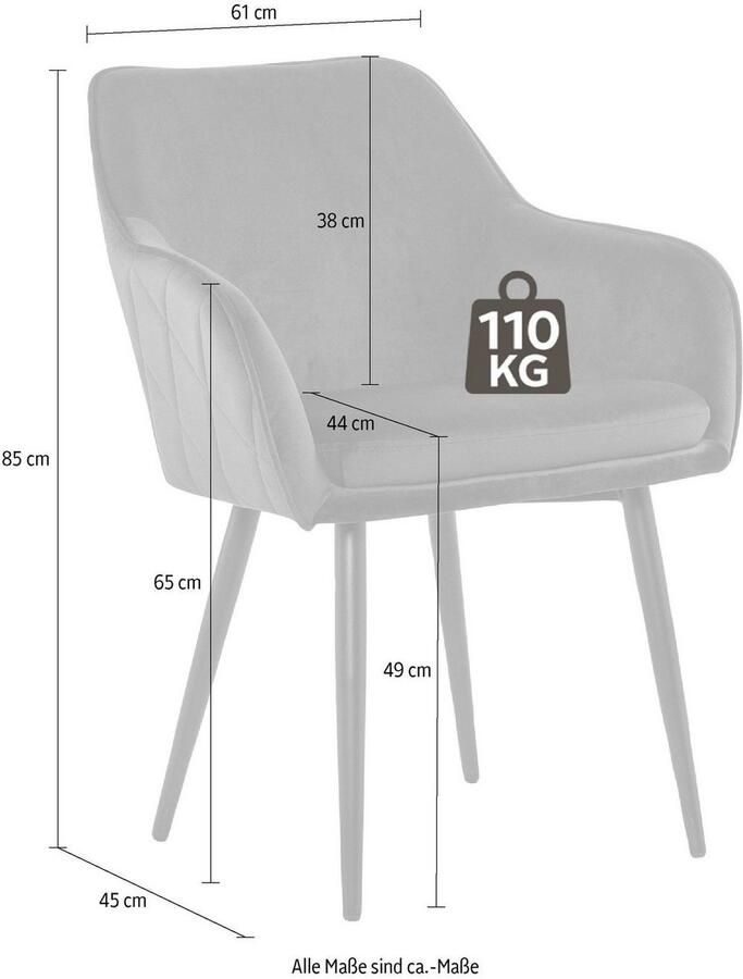 SalesFever Stoel met armleuningen Komfortabler Esszimmerstuhl mit Stil met diamantvormig stiksel aan de achterkant