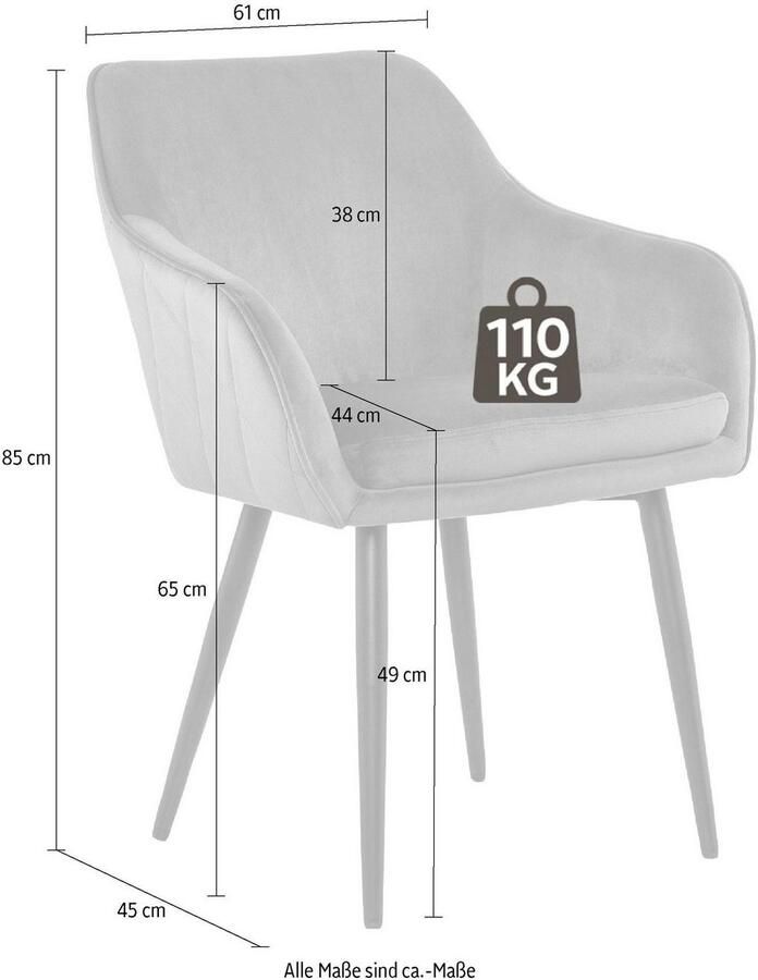 SalesFever Stoel met armleuningen Komfortabler Esszimmerstuhl mit Stil met diamantvormig stiksel aan de achterkant