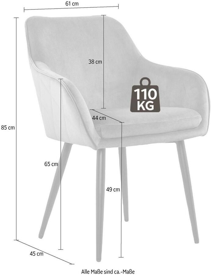 SalesFever Stoel met armleuningen Komfortabler Esszimmerstuhl mit Stil met diamantvormig stiksel aan de achterkant