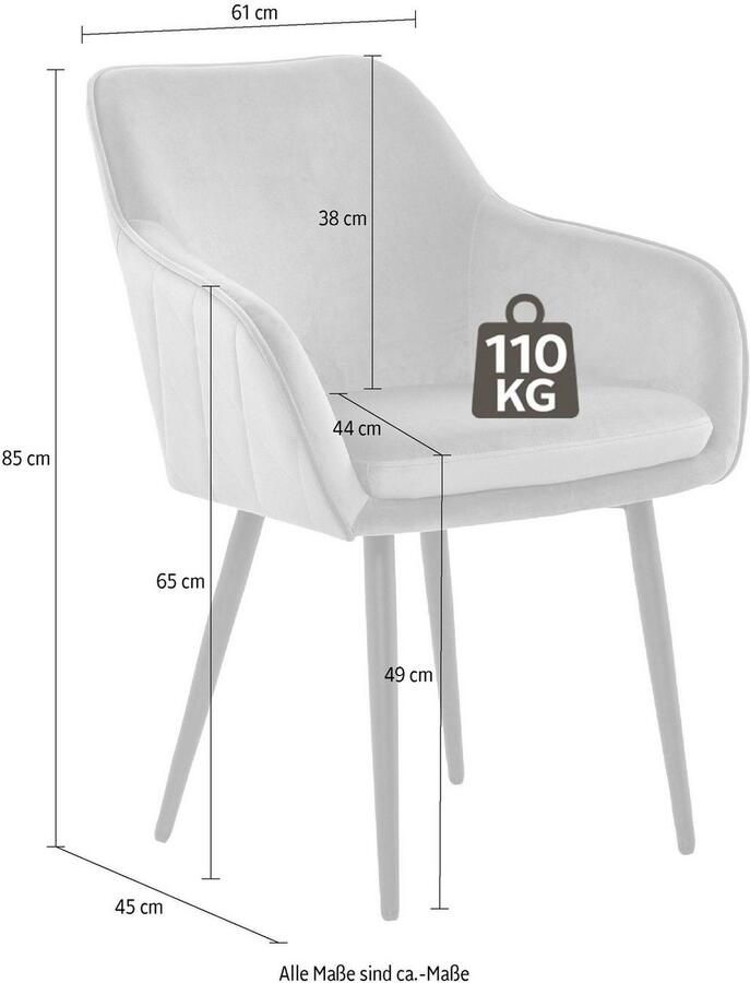 SalesFever Stoel met armleuningen Komfortabler Esszimmerstuhl mit Stil met diamantvormig stiksel aan de achterkant