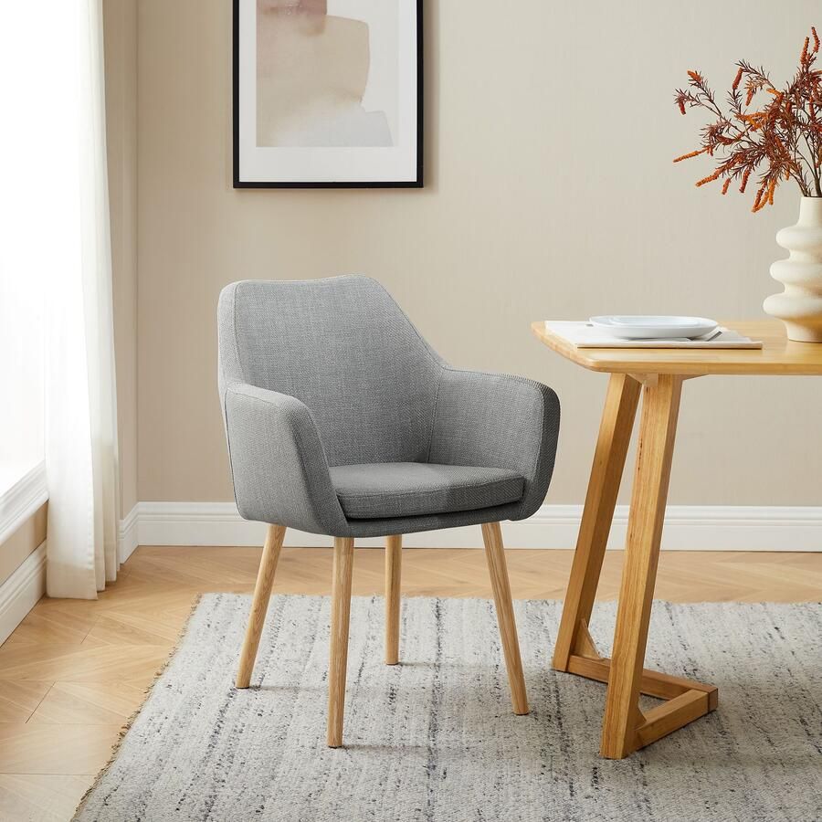 SalesFever Stoel met armleuningen Komfortabler Esszimmerstuhl mit Stil Stoelpoten van massief eikenhout - Foto 7