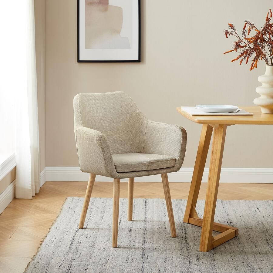 SalesFever Stoel met armleuningen Komfortabler Esszimmerstuhl mit Stil Stoelpoten van massief eikenhout - Foto 7