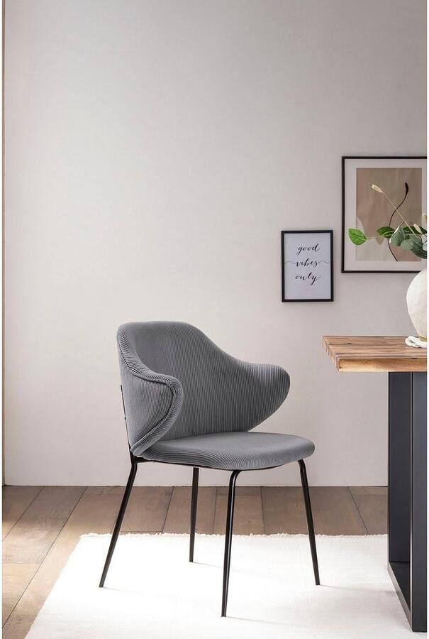 SalesFever Stoel met armleuningen Skive Zweier-Set mit stilvollem Cord-Optik Bezug Bekleding in corduroy-look (set 2 stuks) - Foto 5