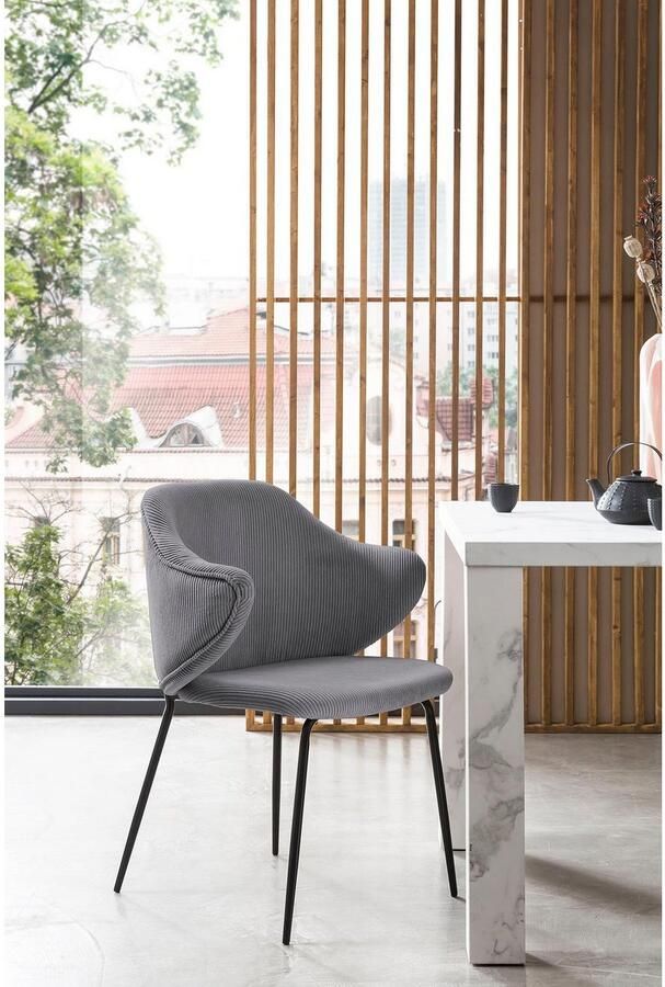 SalesFever Stoel met armleuningen Skive Zweier-Set mit stilvollem Cord-Optik Bezug Bekleding in corduroy-look (set 2 stuks) - Foto 4