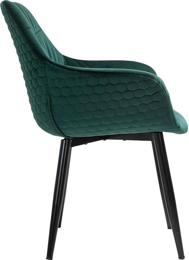 SalesFever Stoel met armleuningen Stilvoller Esszimmerstuhl für Komfort Eetkamerstoel honingraatstepping aan de buitenkant dwarsstepping aan de binnenkant metalen poten - Foto 4