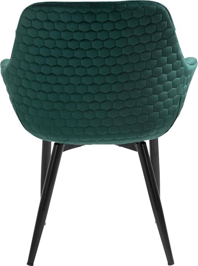 SalesFever Stoel met armleuningen Stilvoller Esszimmerstuhl für Komfort Eetkamerstoel honingraatstepping aan de buitenkant dwarsstepping aan de binnenkant metalen poten - Foto 2