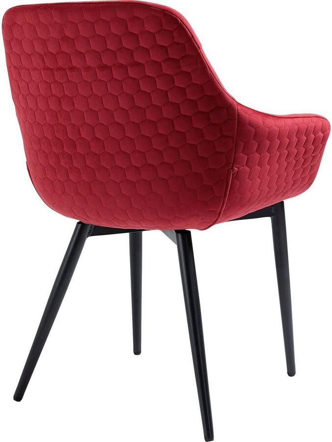 SalesFever Stoel met armleuningen Stilvoller Esszimmerstuhl für Komfort Eetkamerstoel honingraatstepping aan de buitenkant dwarsstepping aan de binnenkant metalen poten