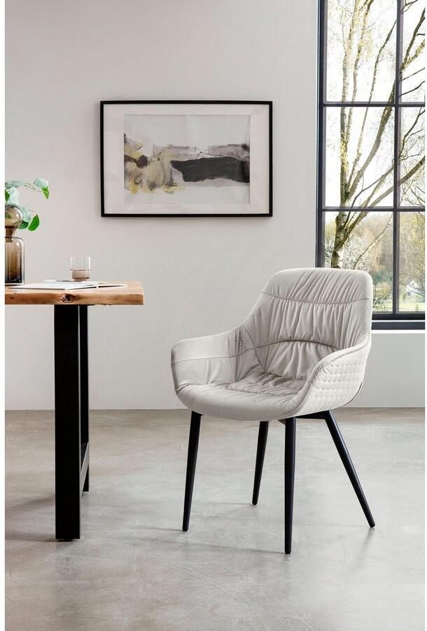 SalesFever Stoel met armleuningen Stilvoller Esszimmerstuhl für Komfort Eetkamerstoel honingraatstepping aan de buitenkant dwarsstepping aan de binnenkant metalen poten - Foto 6