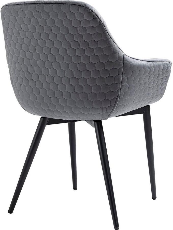 SalesFever Stoel met armleuningen Stilvoller Esszimmerstuhl für Komfort Eetkamerstoel honingraatstepping aan de buitenkant dwarsstepping aan de binnenkant metalen poten - Foto 2