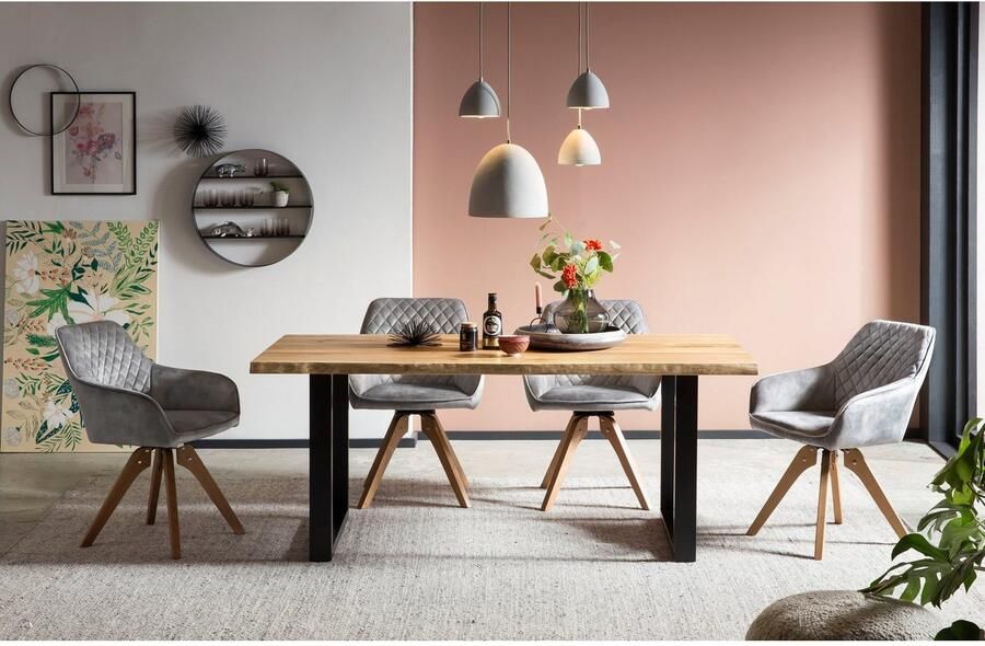 SalesFever Stoel met armleuningen Växjö Esszimmerstuhl Komfort und Stil 180° draaiplaat onder de zitting (1 stuk) - Foto 6