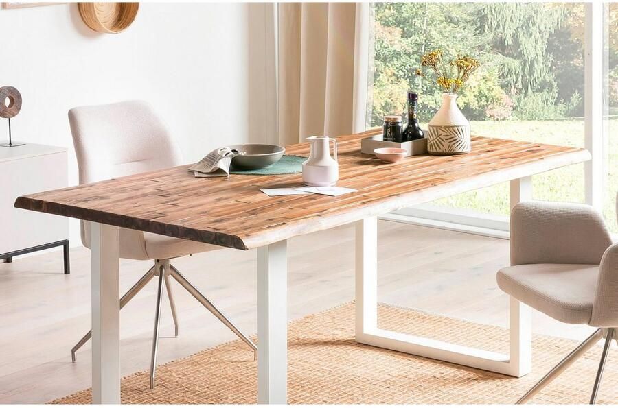 Artistiq Living Artistiq Eettafel Radhika Acaciahout en metaal Wit - Foto 2