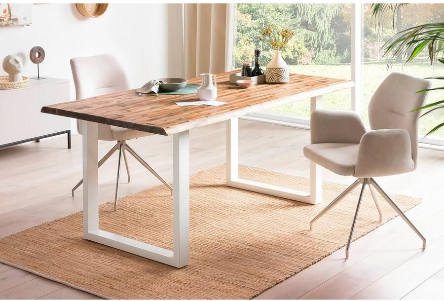 Artistiq Living Artistiq Eettafel Radhika Acaciahout en metaal Wit - Foto 4