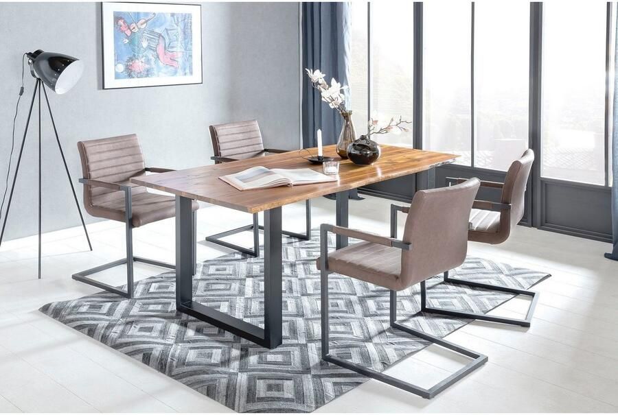 SalesFever Tafel met hout Villach Eettafel met natuurlijke uitstraling Zichtbaar nervenpatroon en noesten eettafel van massief hout - Foto 7