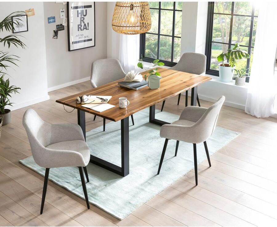 SalesFever Tafel met hout Villach Eettafel met natuurlijke uitstraling Zichtbaar nervenpatroon en noesten eettafel van massief hout - Foto 4