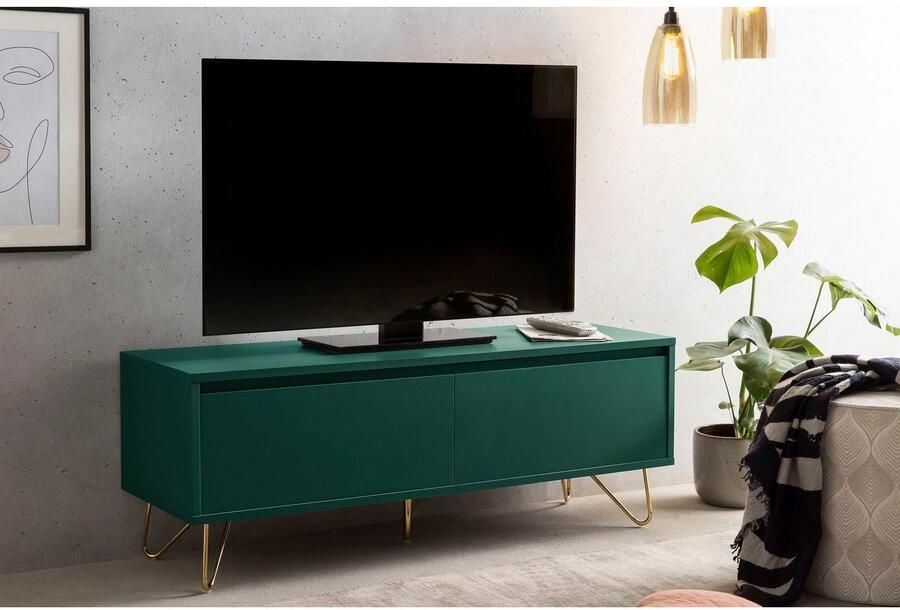 SalesFever Tv-meubel Bolton Lowboard in schlichter Eleganz Commode met kleppendempers hairpin benen - Foto 2