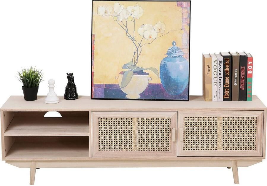 SalesFever Tv-meubel Vejle Chic & Stylisch: Das Lowboard Kast van rietweefsel Weens weefsel - Foto 2