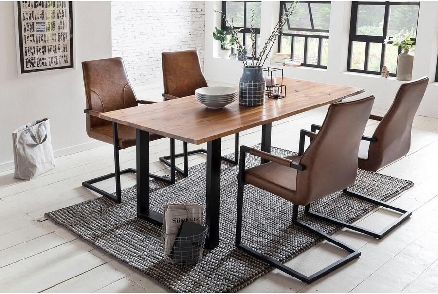 SalesFever Vrijdragende stoel Boston Design-Poslterstuhl für stilvolle Sitzgelegenheiten in moderne vintage-look (set 2 stuks) - Foto 4
