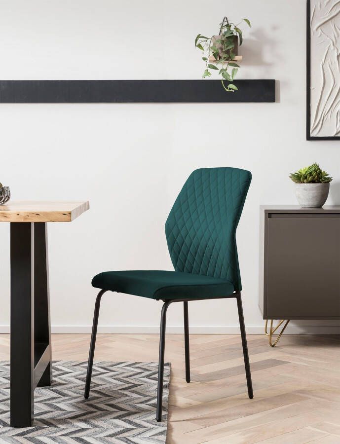 SalesFever Stoel met 4 poten Esszimmerstuhl mit elegantem Stil met honingraatpatroon op de rug (set 2 stuks) - Foto 8