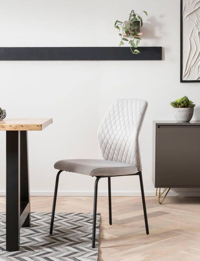 SalesFever Stoel met 4 poten Esszimmerstuhl mit elegantem Stil met honingraatpatroon op de rug (set 2 stuks) - Foto 8