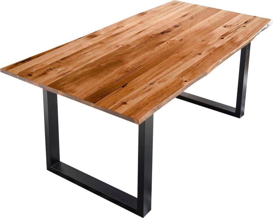 SalesFever Tafel met hout Zichtbaar nervenpatroon en noesten eettafel van massief hout - Foto 5