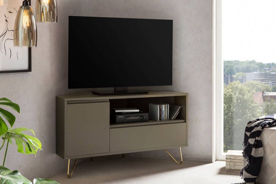 SalesFever Tv-meubel Hoekoplossing tv-meubel mat gelakt push-to-openfunctie - Foto 2