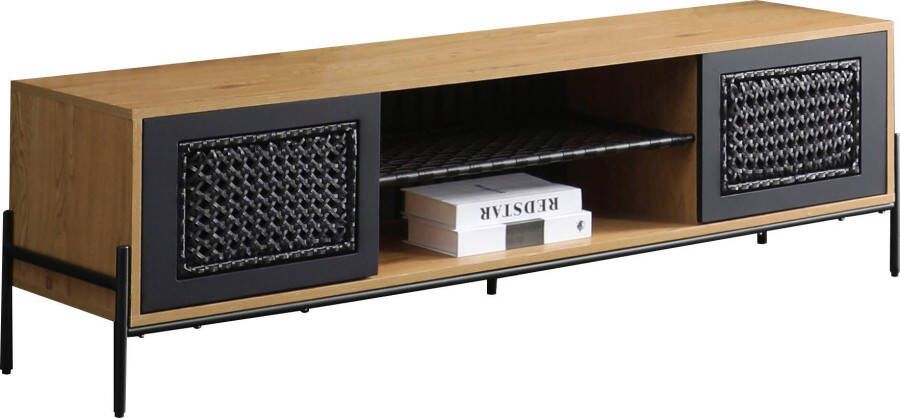 SalesFever Tv-meubel Met matzwarte inzet van polyrotan tv-tafel - Foto 5
