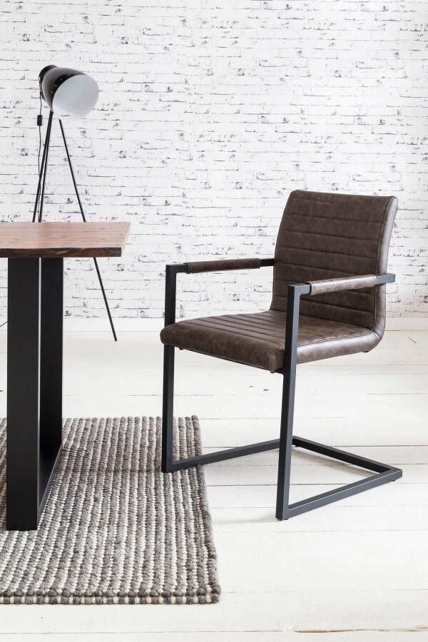 SalesFever Vrijdragende stoel met breedtestiksels op rug- en zitgedeelte stoel met armleuningen (set 2 stuks)
