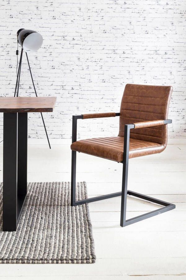 SalesFever Vrijdragende stoel met breedtestiksels op rug- en zitgedeelte stoel met armleuningen (set 2 stuks) - Foto 1