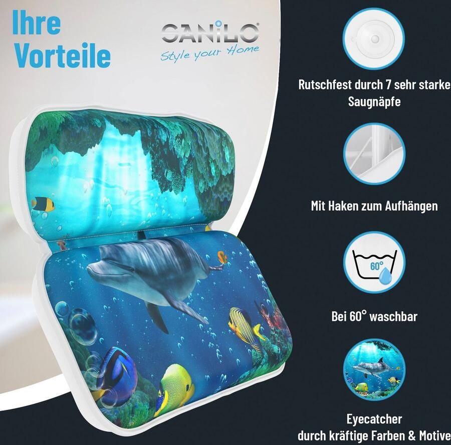 Sanilo Nekkussen Badkussen Dolfijn comfortabel antislip volle kleuren met 7 prima zuignappen - Foto 6