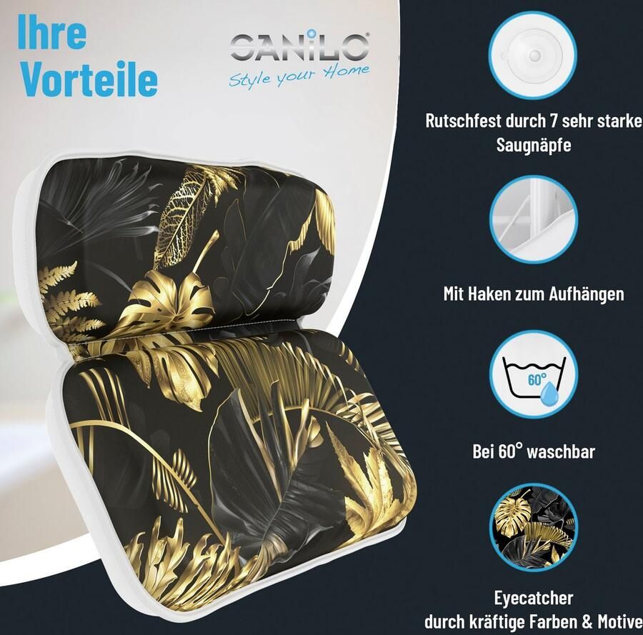 Sanilo Nekkussen Badkussen Golden Leaves comfortabel antislip volle kleuren met 7 prima zuignappen - Foto 5