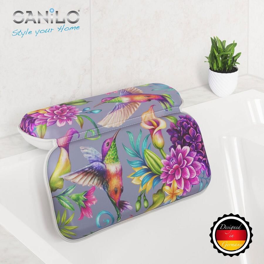 Sanilo Nekkussen Badkussen Kolibrie comfortabel antislip volle kleuren met 7 prima zuignappen - Foto 3