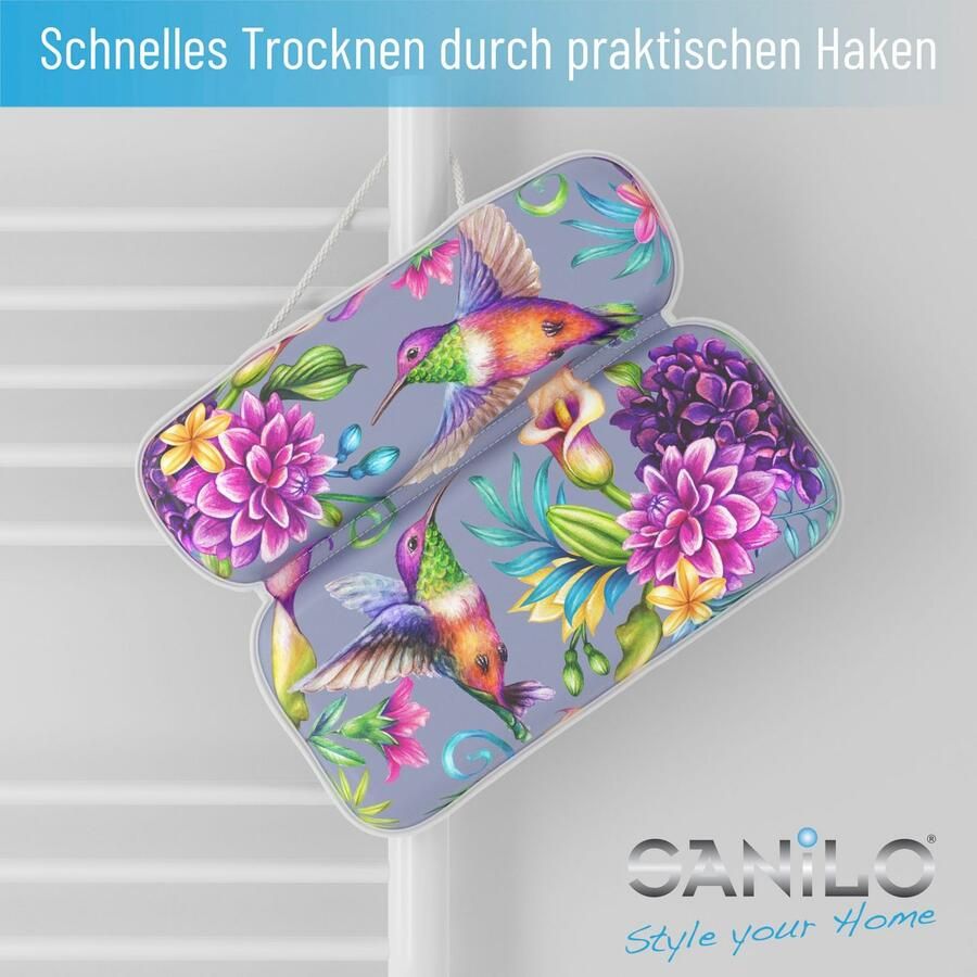 Sanilo Nekkussen Badkussen Kolibrie comfortabel antislip volle kleuren met 7 prima zuignappen - Foto 4