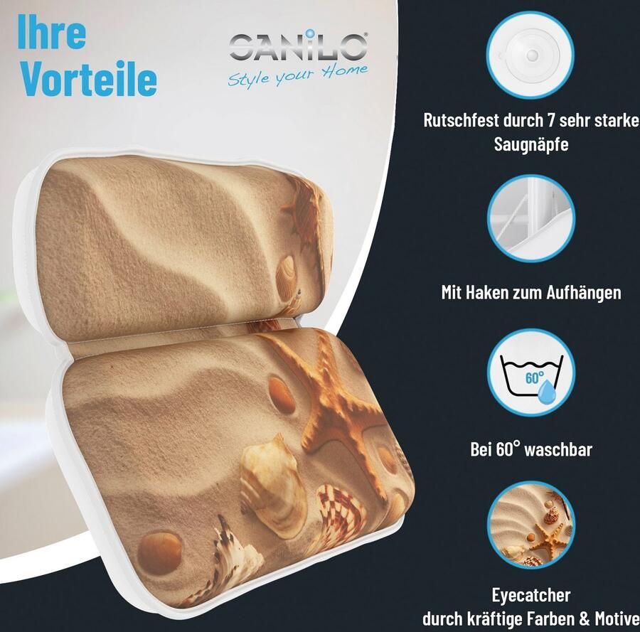 Sanilo Nekkussen Badkussen Sanibel comfortabel antislip volle kleuren met 7 prima zuignappen - Foto 6