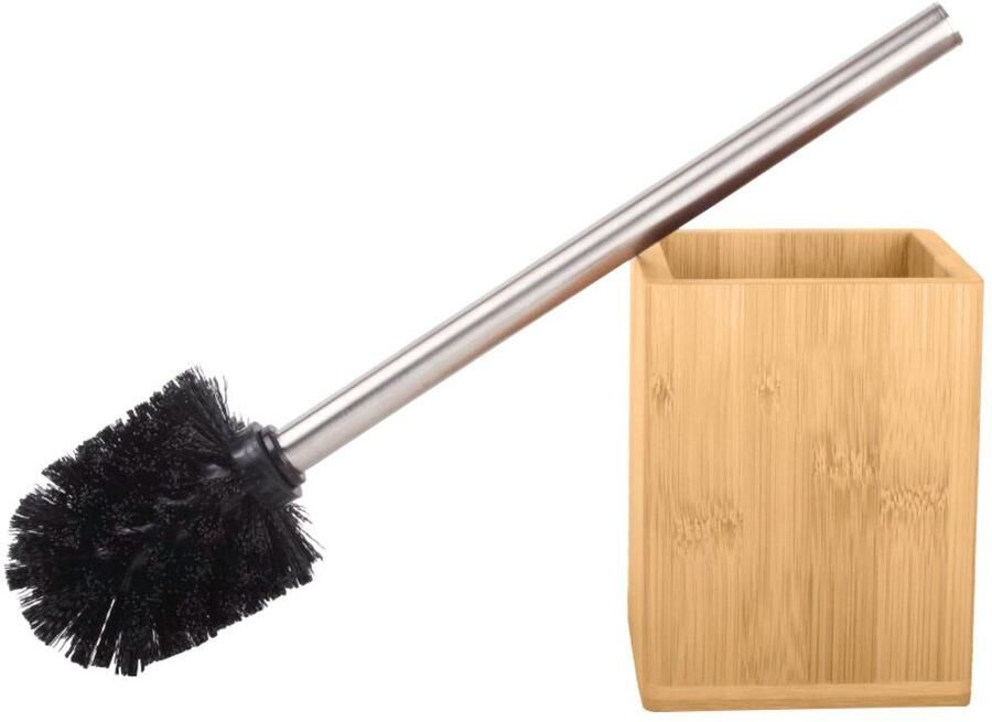 Sanilo Set badkameraccessoires Bamboe bestaand uit zeepdispenser en toiletborstel gestructureerd (combi-set 2-delig) - Foto 3