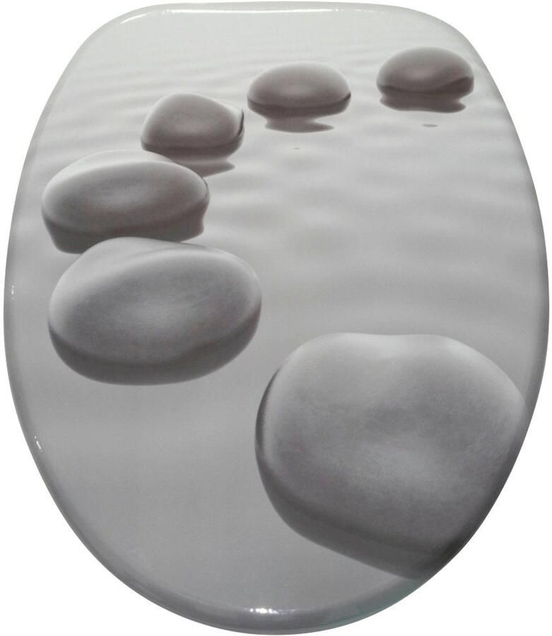 Sanilo Set badkameraccessoires Black Stones bestaand uit toiletzitting badmat en wastafelplug (complete set 3-delig) - Foto 3