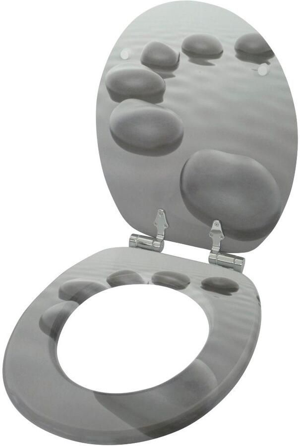 Sanilo Set badkameraccessoires Black Stones bestaand uit toiletzitting badmat en wastafelplug (complete set 3-delig) - Foto 6