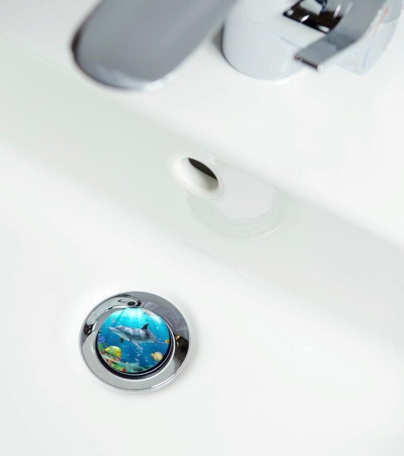 Sanilo Set badkameraccessoires Dolfijn koraal bestaand uit toiletzitting badmat en wastafelplug (complete set 3-delig) - Foto 3