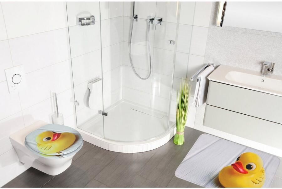 Sanilo Set badkameraccessoires Eend bestaand uit toiletzitting badmat en wastafelplug (complete set 3-delig) - Foto 7