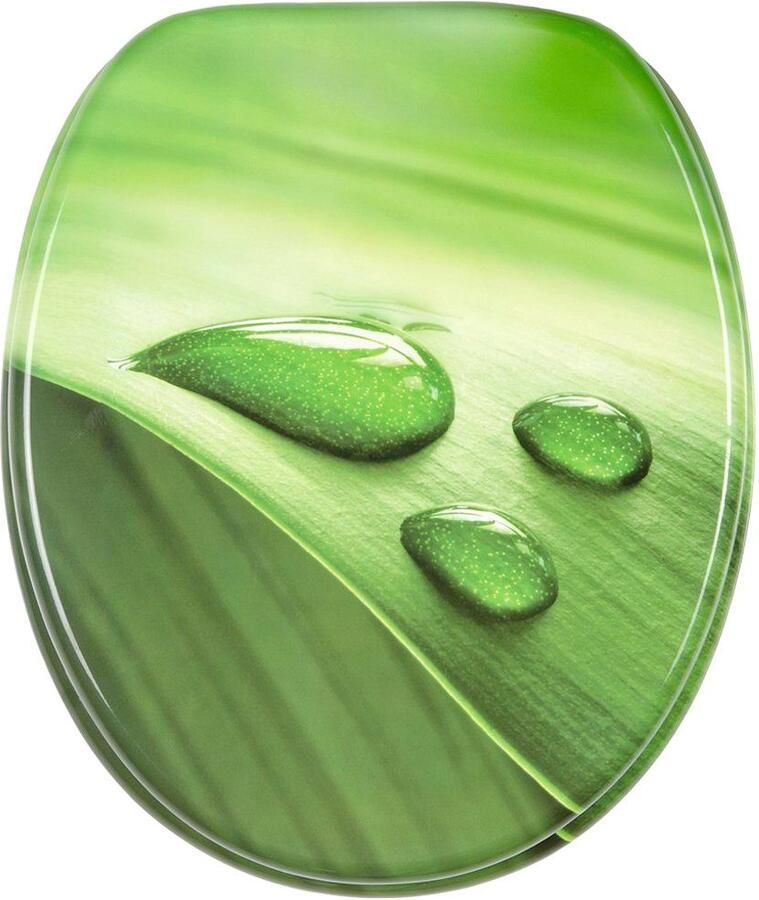 Sanilo Set badkameraccessoires Green Leaf bestaand uit toiletzitting badmat en wastafelplug (complete set 3-delig) - Foto 3