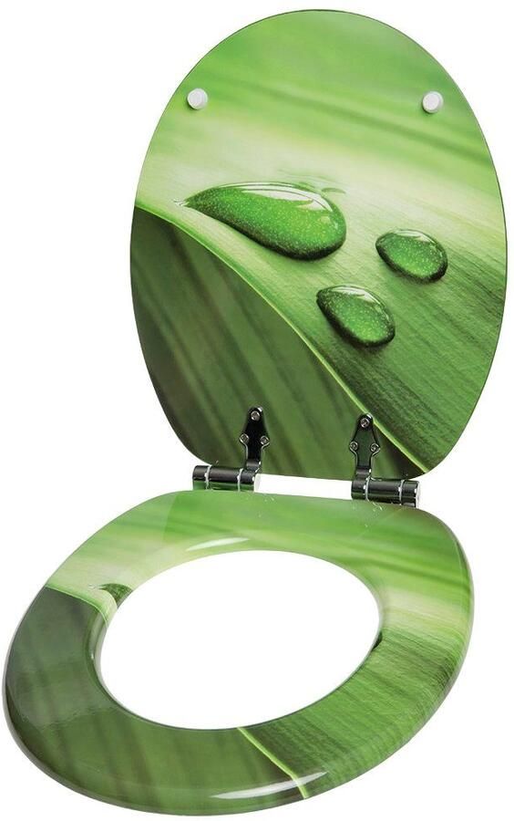 Sanilo Set badkameraccessoires Green Leaf bestaand uit toiletzitting badmat en wastafelplug (complete set 3-delig) - Foto 6