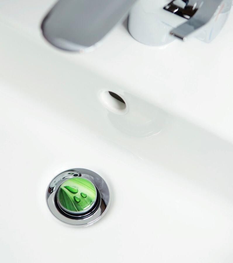 Sanilo Set badkameraccessoires Green Leaf bestaand uit toiletzitting badmat en wastafelplug (complete set 3-delig) - Foto 3
