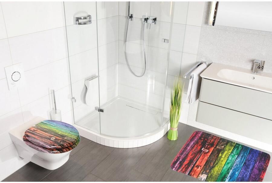 Sanilo Set badkameraccessoires Rainbow bestaand uit toiletzitting badmat en wastafelplug (complete set 3-delig) - Foto 7