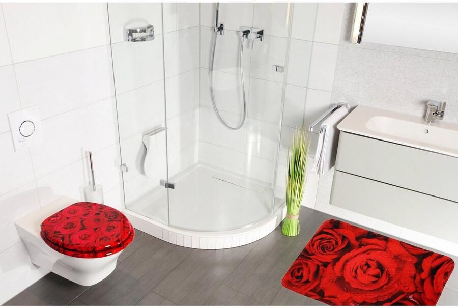 Sanilo Set badkameraccessoires Rosen bestaand uit toiletzitting badmat en wastafelplug (complete set 3-delig) - Foto 7
