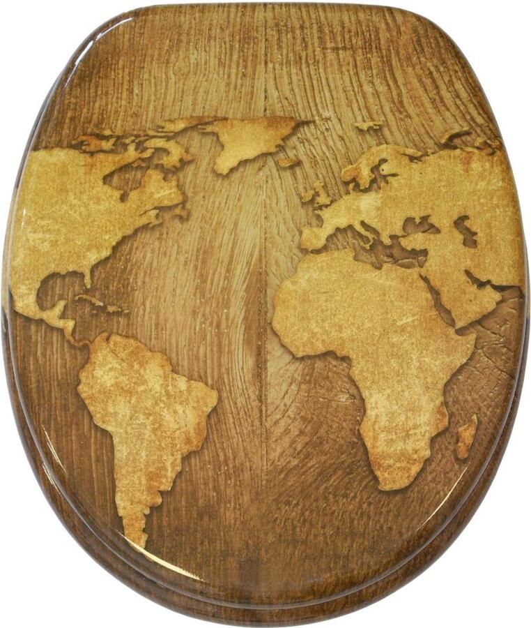 Sanilo Set badkameraccessoires World Map bestaand uit toiletzitting badmat en wastafelplug (complete set 3-delig) - Foto 3