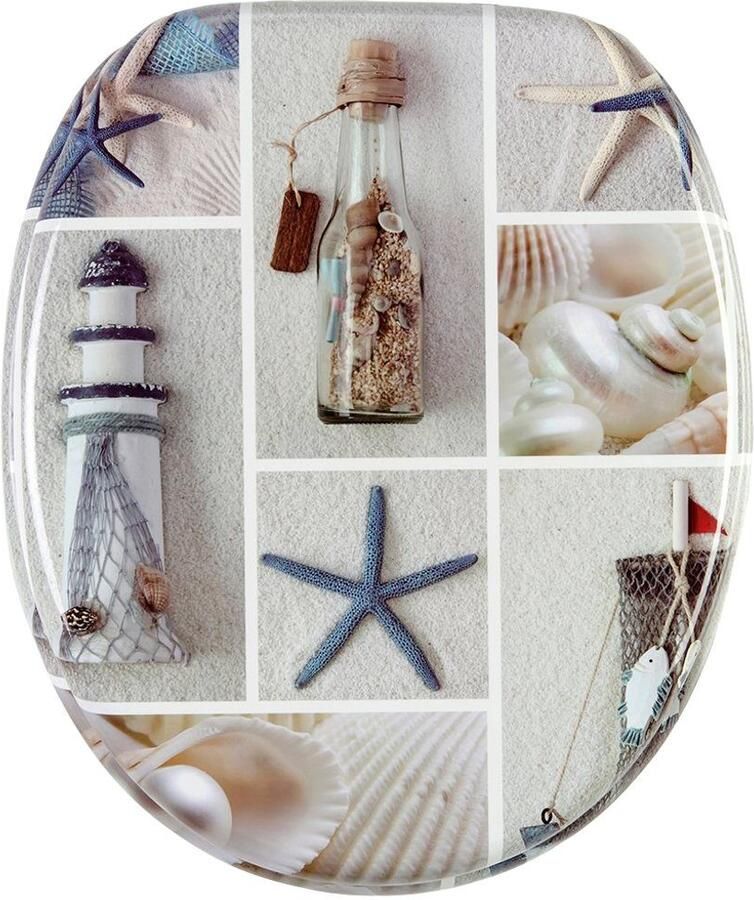 Sanilo Set badkameraccessoires ZEEBRIES bestaand uit toiletzitting badmat en wastafelplug (complete set 3-delig) - Foto 3