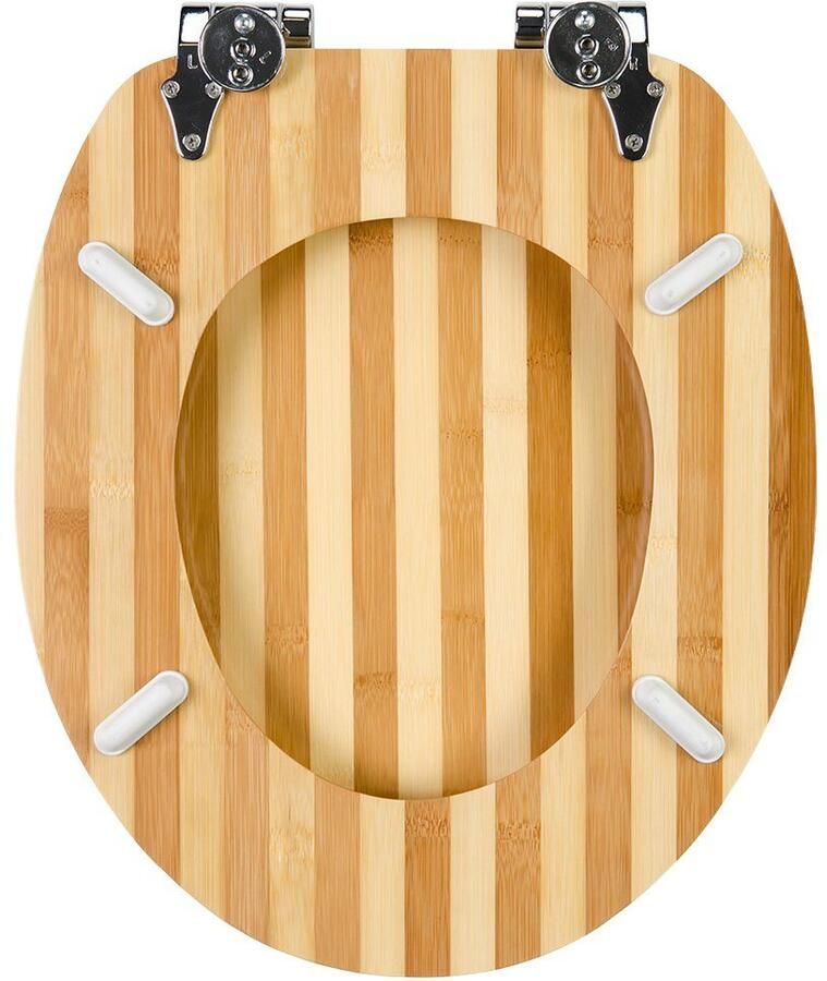 Sanilo Toiletzitting Bamboe gestreept met soft-closemechanisme - Foto 3