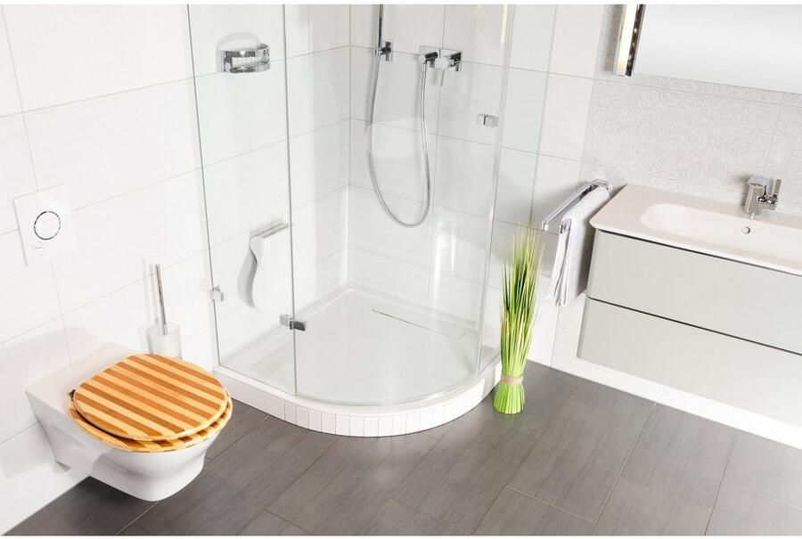 Sanilo Toiletzitting Bamboe gestreept met soft-closemechanisme - Foto 4
