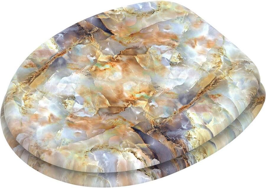 Sanilo Toiletzitting Marmor Braun met softclosemechanisme bxl: 37 7x 42 0 47 0 cm - Foto 6