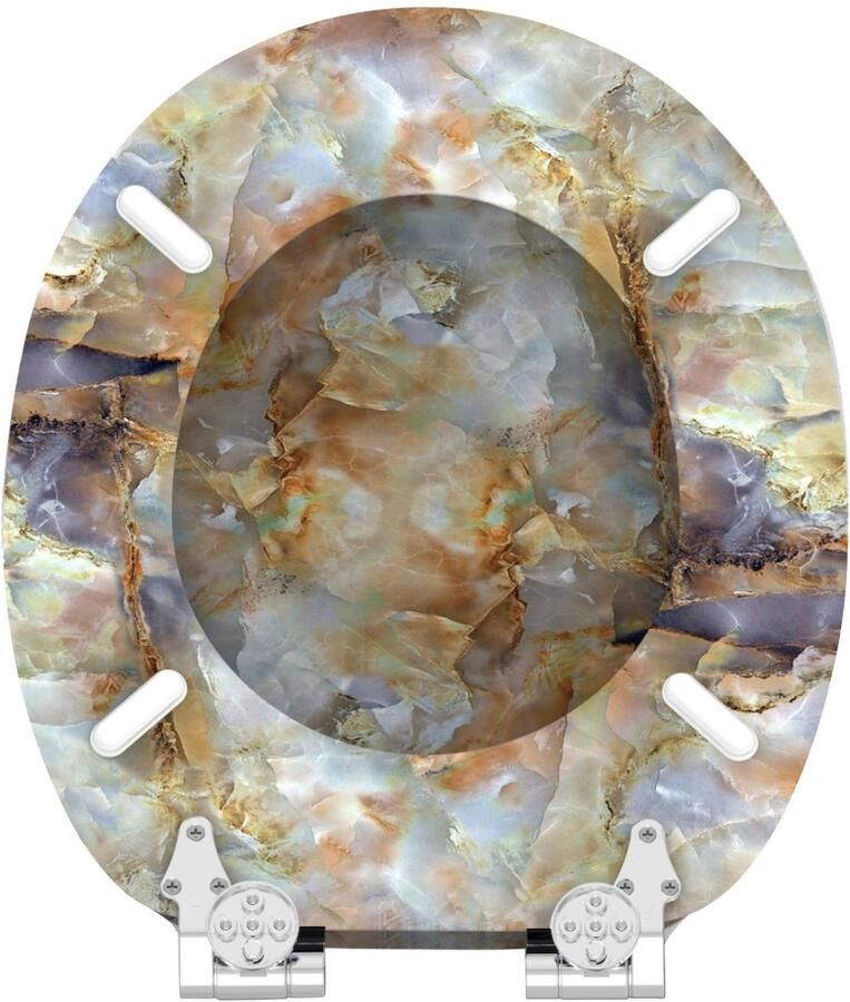 Sanilo Toiletzitting Marmor Braun met softclosemechanisme bxl: 37 7x 42 0 47 0 cm - Foto 2