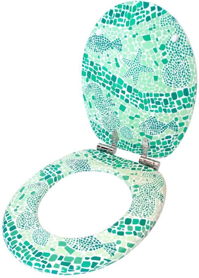 Sanilo Toiletzitting Mosaic World Green met soft-closemechanisme - Foto 4